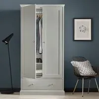 Ashby 2 Door Combi Wardrobe - Soft Grey, Beech