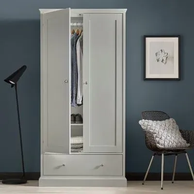 Ashby 2 Door Combi Wardrobe - Soft Grey, Beech image
