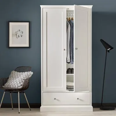 Ashby 2 Door Combi Wardrobe with Drawer - White, Beech