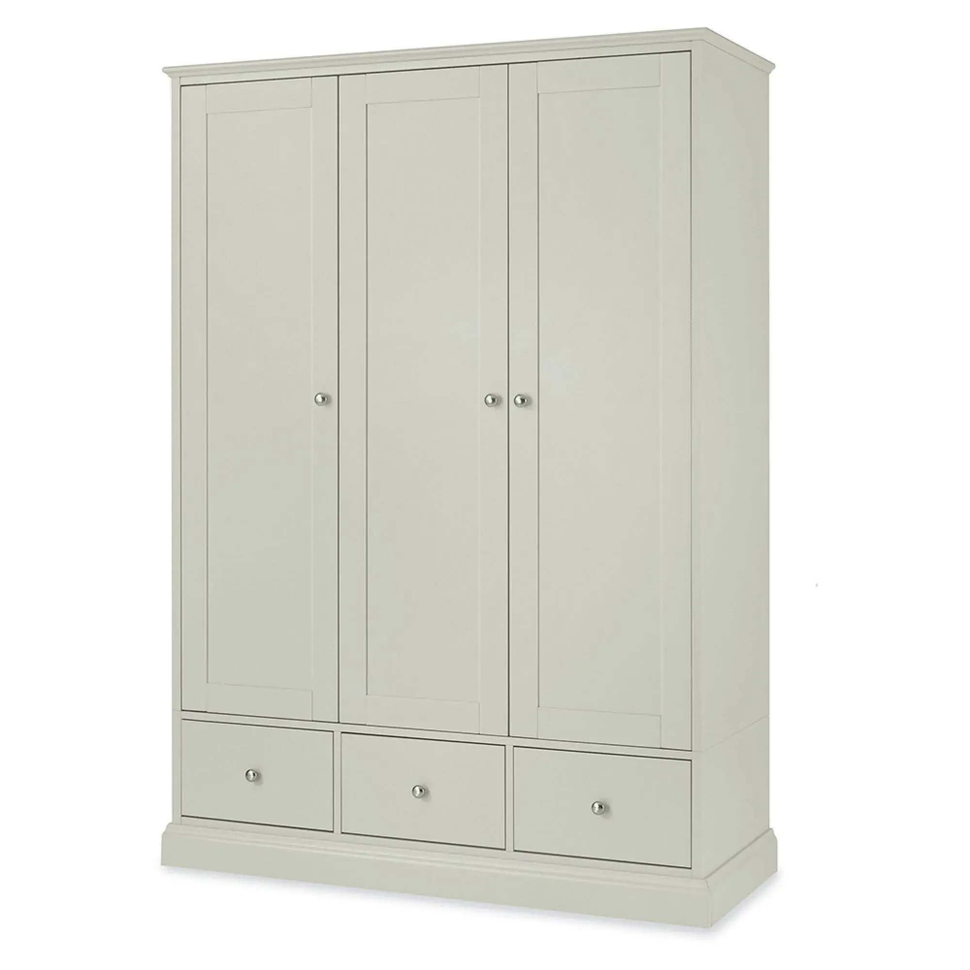 Ashby 3 Door Combi Wardrobe - Soft Grey, Beech