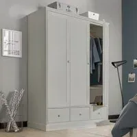 Ashby 3 Door Combi Wardrobe - Soft Grey, Beech