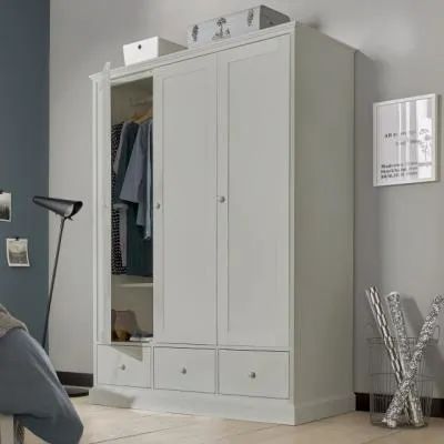 Ashby 3 Door Combi Wardrobe - Soft Grey, Beech image