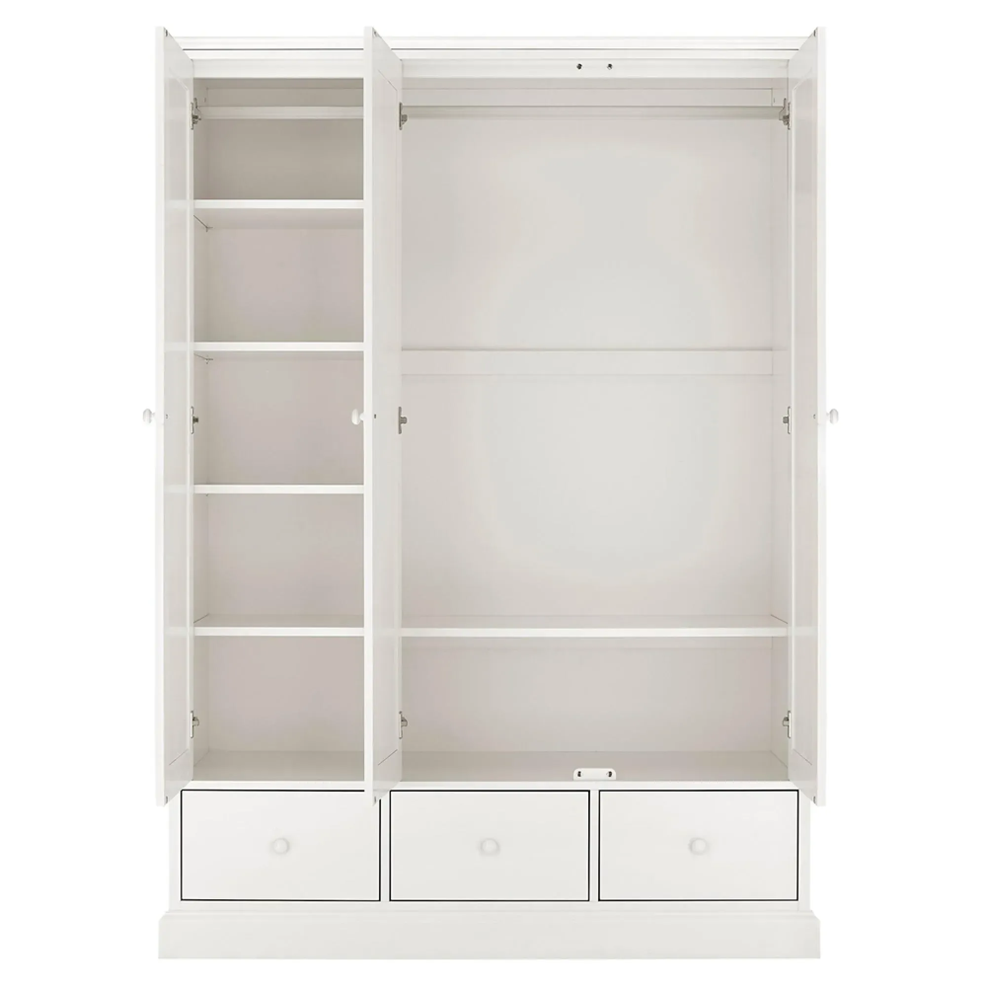 Ashby 3 Door Combi Wardrobe with Drawers - White, Beech