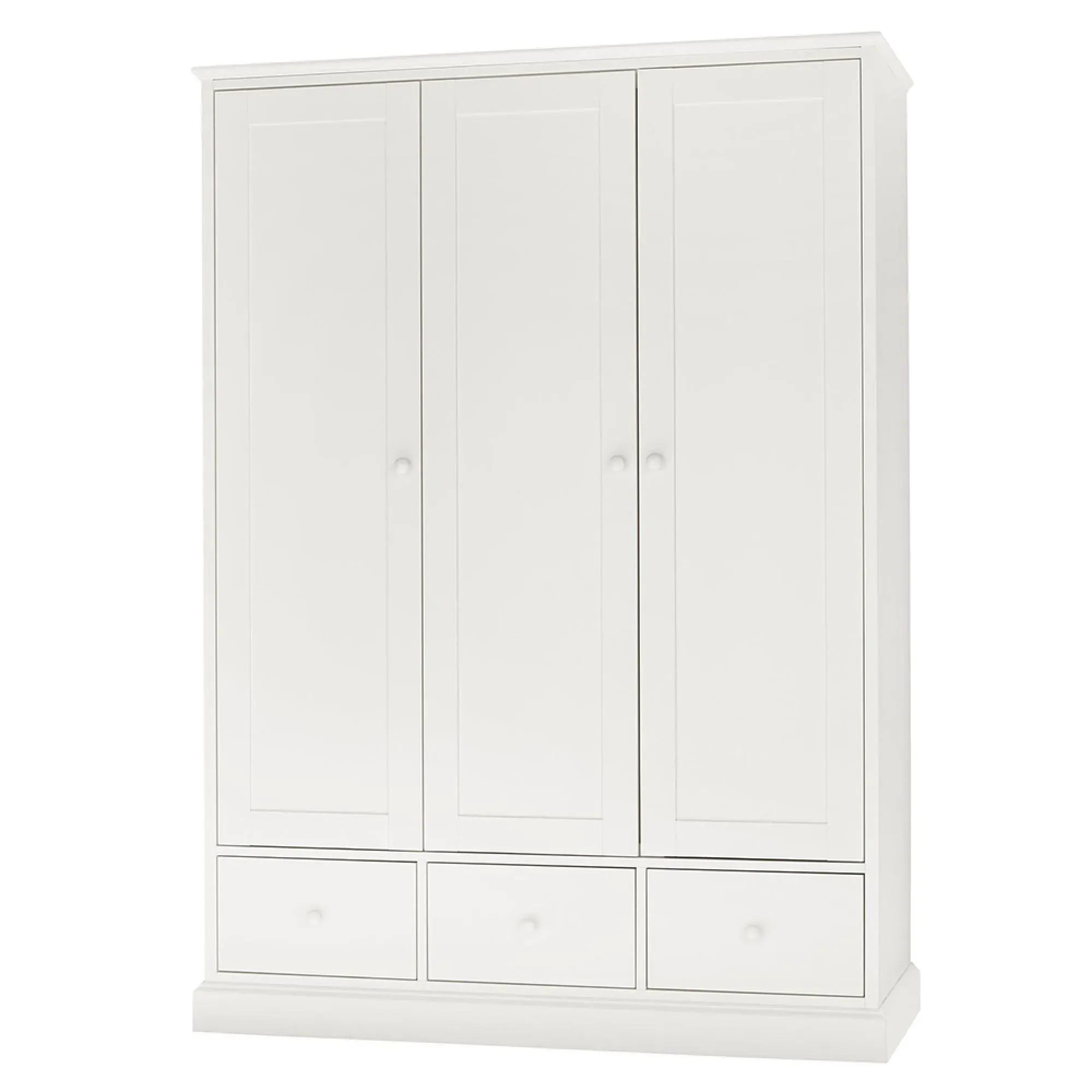 Ashby 3 Door Combi Wardrobe with Drawers - White, Beech