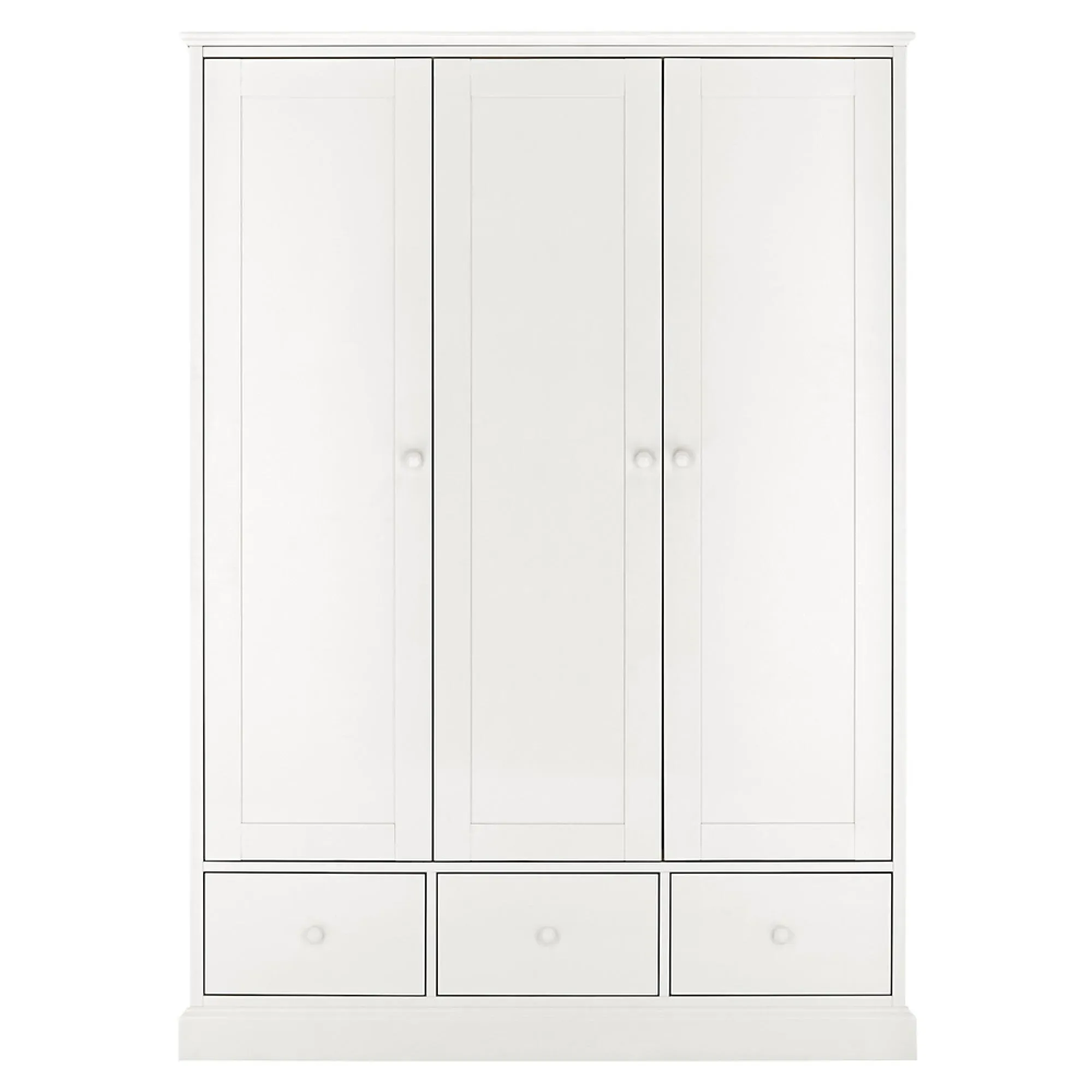 Ashby 3 Door Combi Wardrobe with Drawers - White, Beech