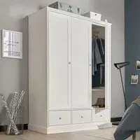 Ashby 3 Door Combi Wardrobe with Drawers - White, Beech