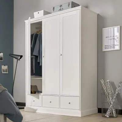 Ashby 3 Door Combi Wardrobe with Drawers - White, Beech