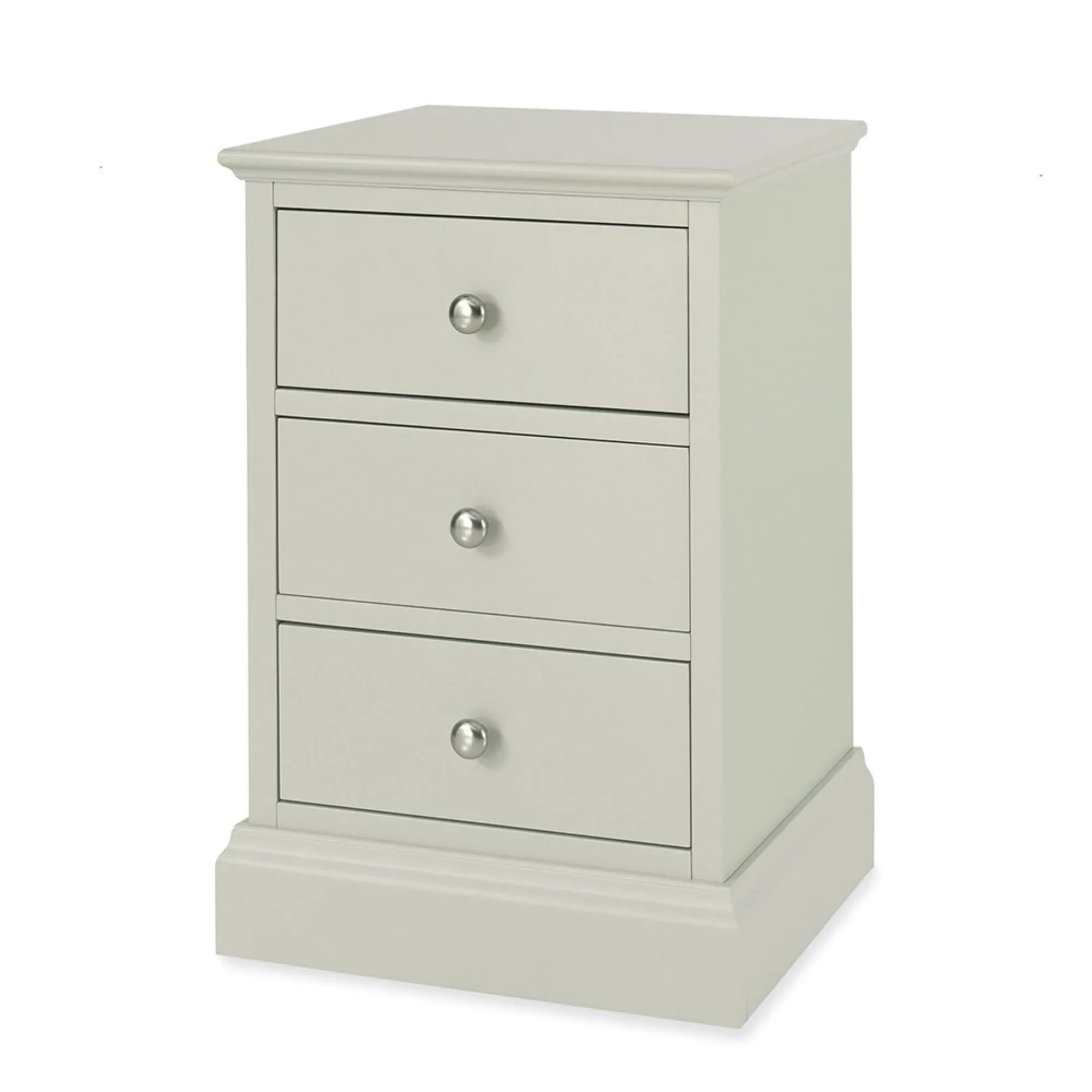 Ashby 3 Drawer Bedside Cabinet - Soft Grey, Beech