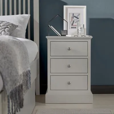 Ashby 3 Drawer Bedside Cabinet - Soft Grey, Beech image