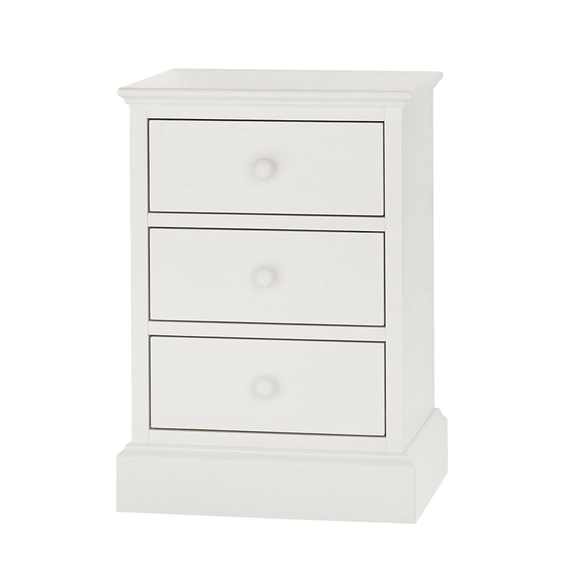 Ashby 3 Drawer Bedside Cabinet - White, Beech