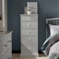 Ashby 5 Drawer Tall Chest - Soft Grey, Beech