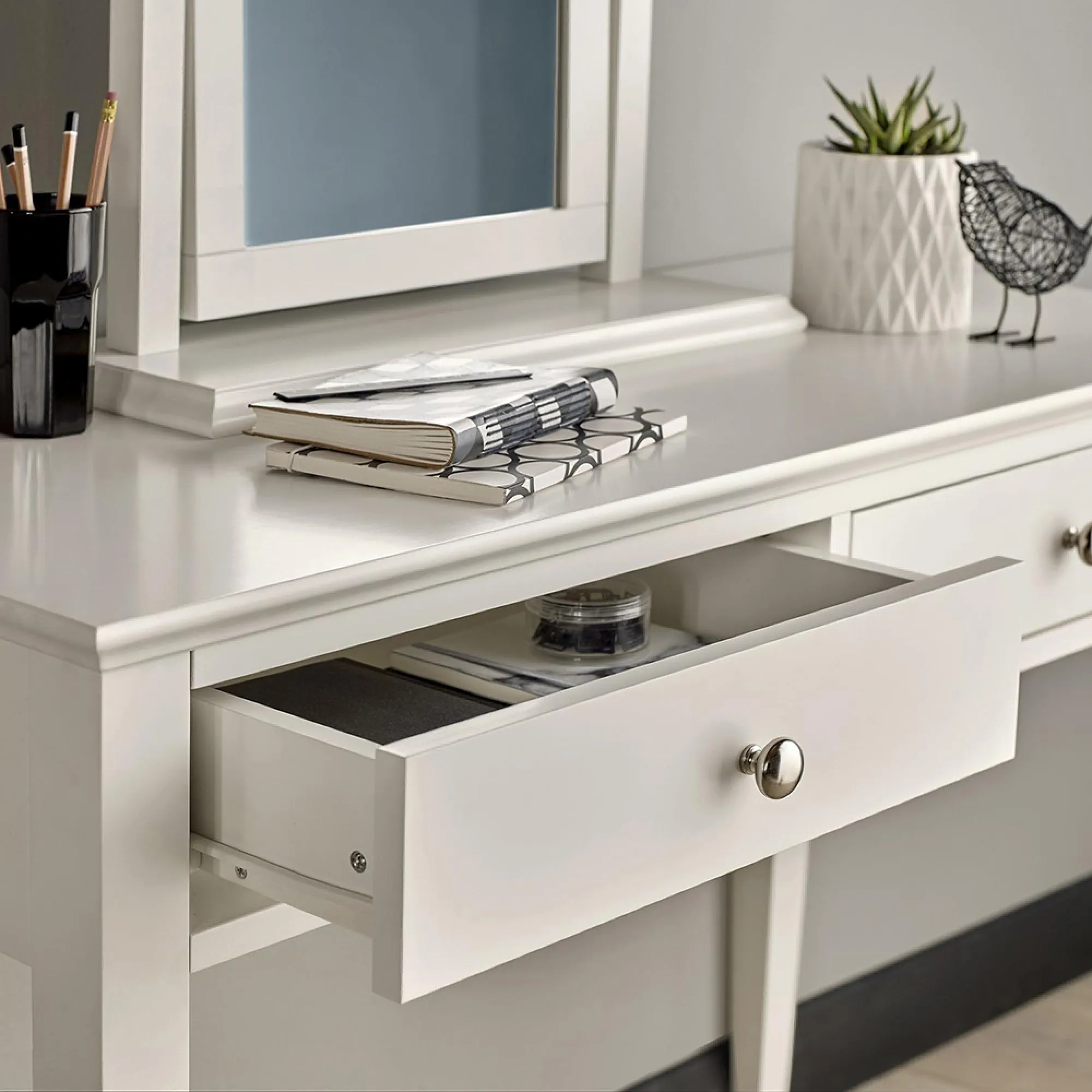 Ashby Dressing Table with Drawer - White, Beech