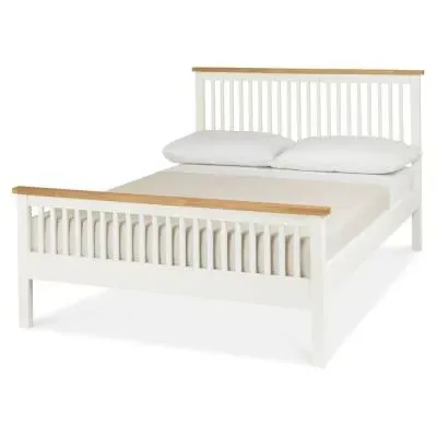 Atlanta Double High Footend Bed - White, Oak