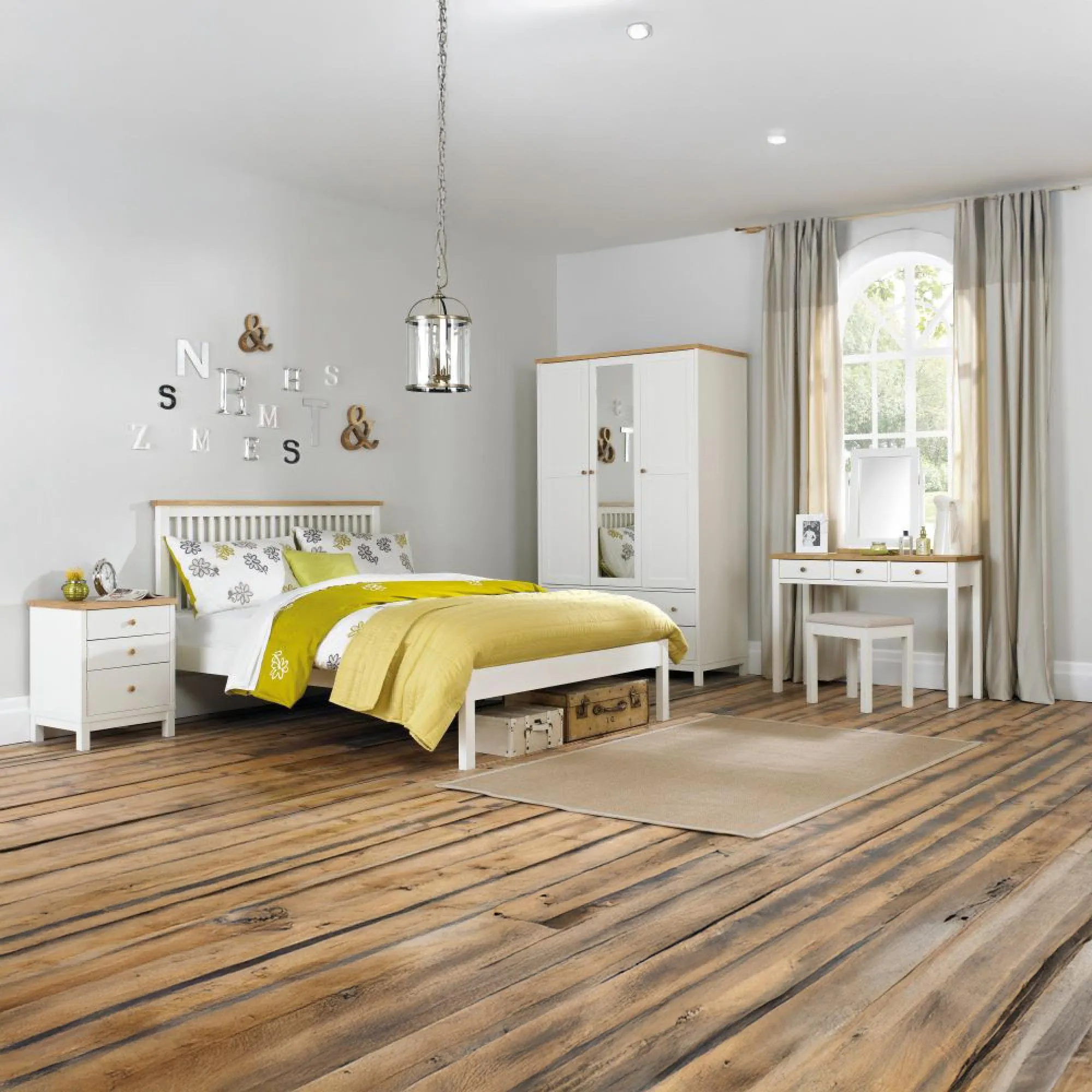 Atlanta King Size High Footend Bed - White, Oak