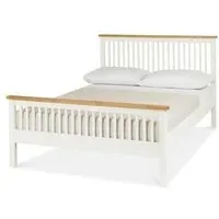 Atlanta King Size High Footend Bed - White, Oak