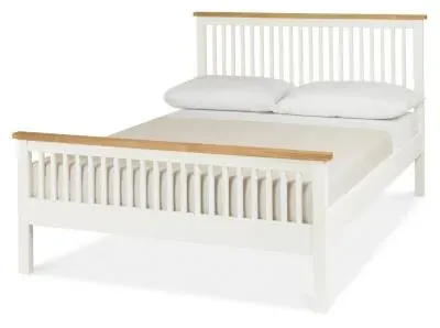 Atlanta King Size High Footend Bed - White, Oak