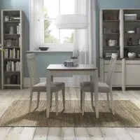 Bergen Extendable Dining Table with 2 Chairs - Grey Washed, Oak