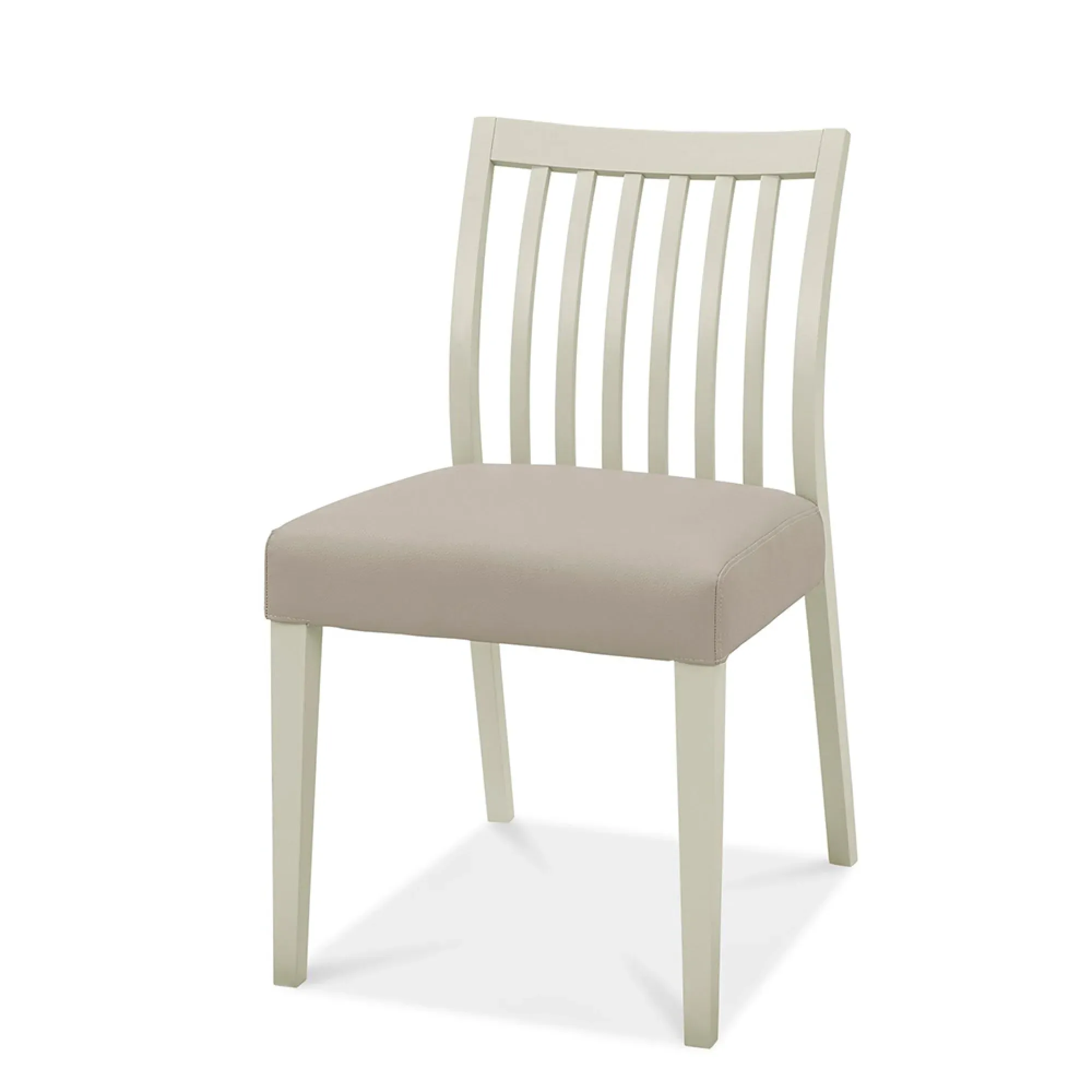 Bergen Low Slatted Back Dining Chair - Grey, Bonded Leather