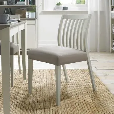 Bergen Low Slatted Back Dining Chair - Grey, Bonded Leather image