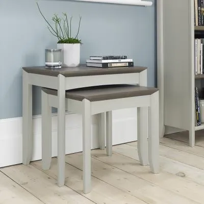 Bergen Nest of Lamp Tables - Grey Washed, Oak