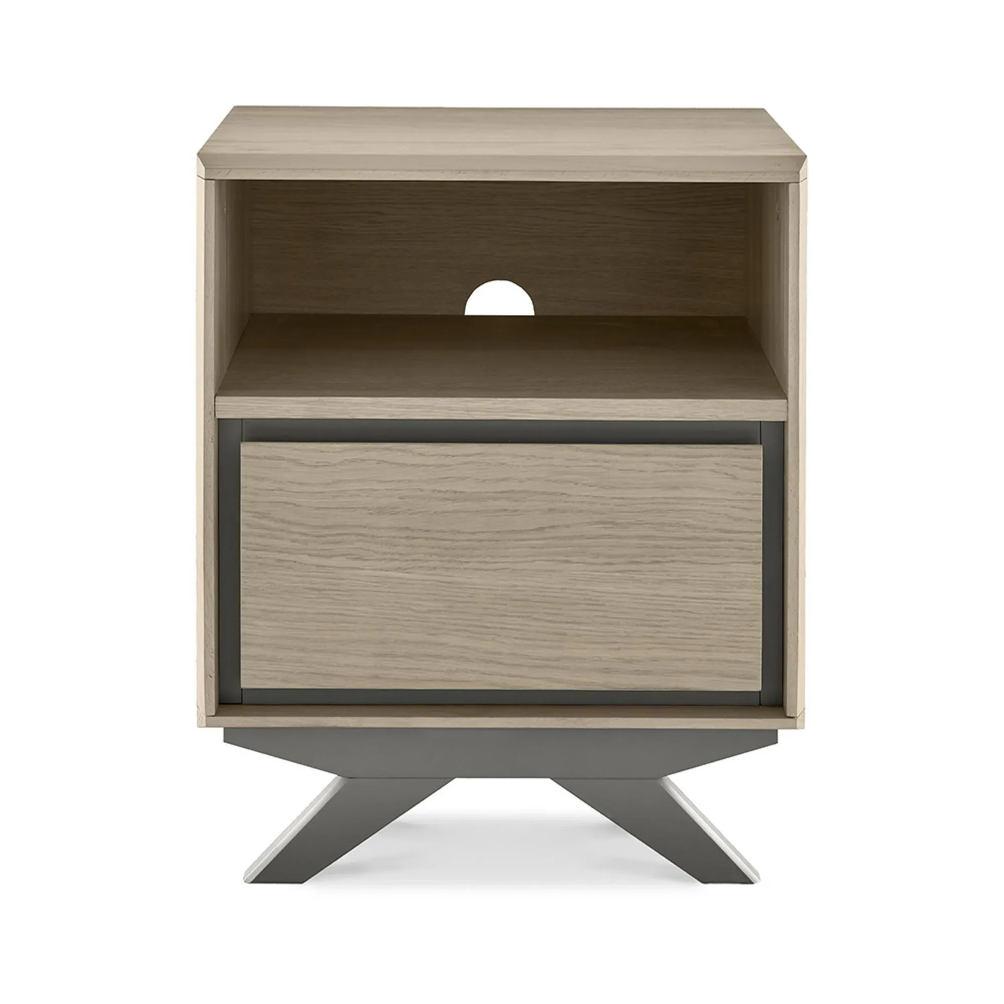 Brunel 1 Drawer Bedside Cabinet - Scandi Oak, Dark Grey