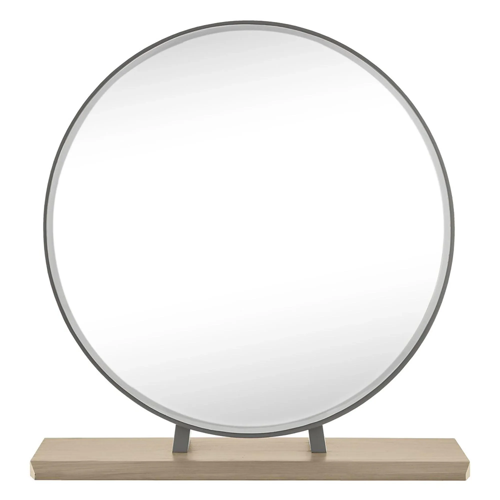 Brunel Round Vanity Mirror - Scandi Oak, Dark Grey