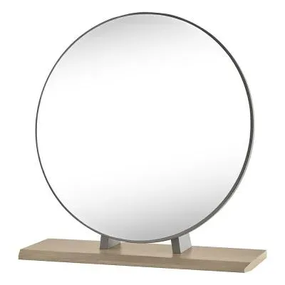 Brunel Round Vanity Mirror - Scandi Oak, Dark Grey image