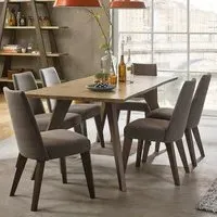Cadell 6 Seater Dining Set with Chairs - Aged Oak, Grey