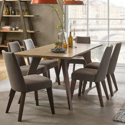 Cadell 6 Seater Dining Set with Chairs - Aged Oak, Grey