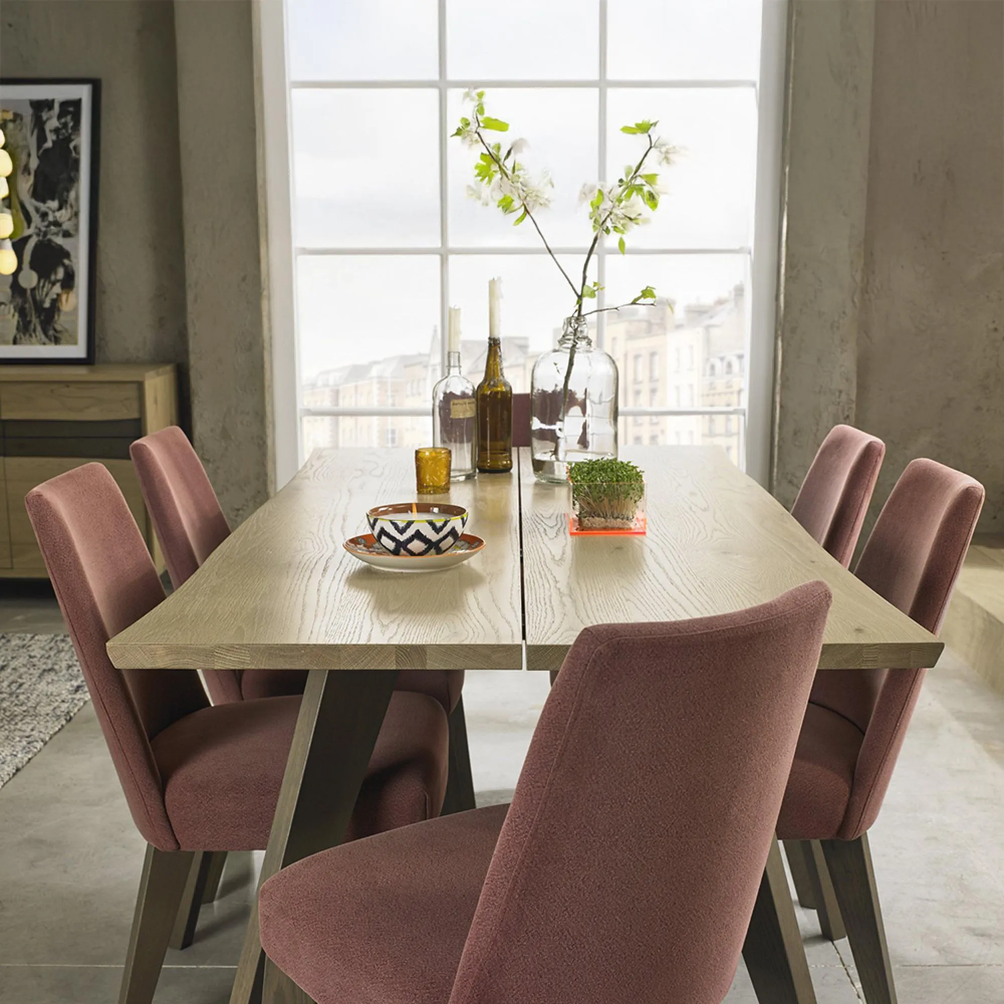 Cadell 6 Seater Dining Table - Aged Oak