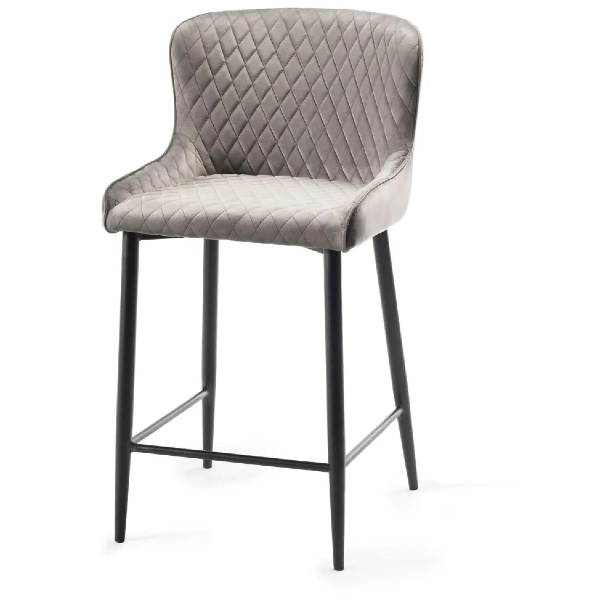 Cezanne Barstool - Grey, Velvet