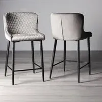 Cezanne Barstool - Grey, Velvet