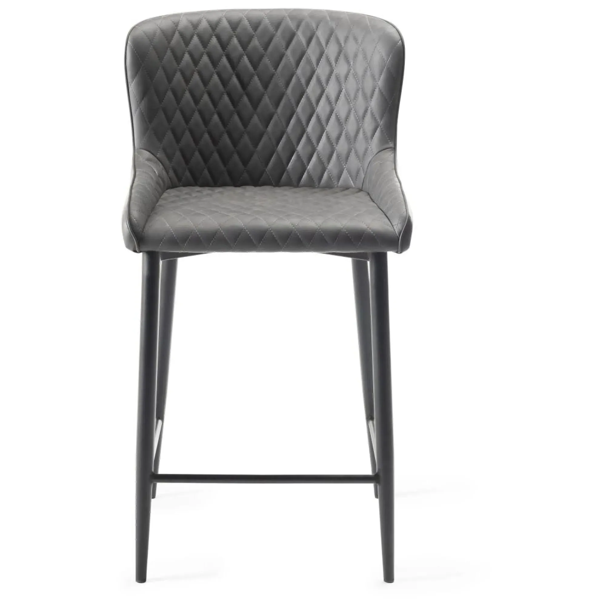 Cezanne Barstool with Black Legs - Dark Grey, Faux Leather