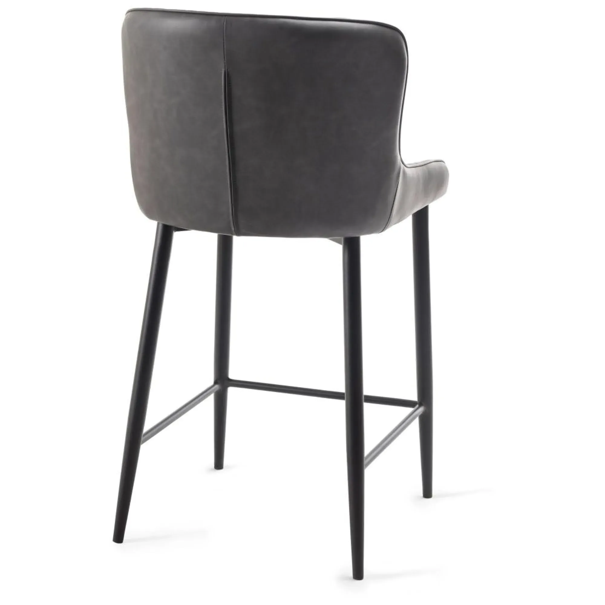 Cezanne Barstool with Black Legs - Dark Grey, Faux Leather