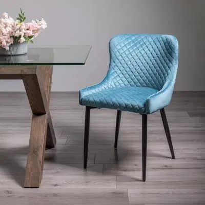 Cezanne Dining Chair - Petrol Blue, Velvet