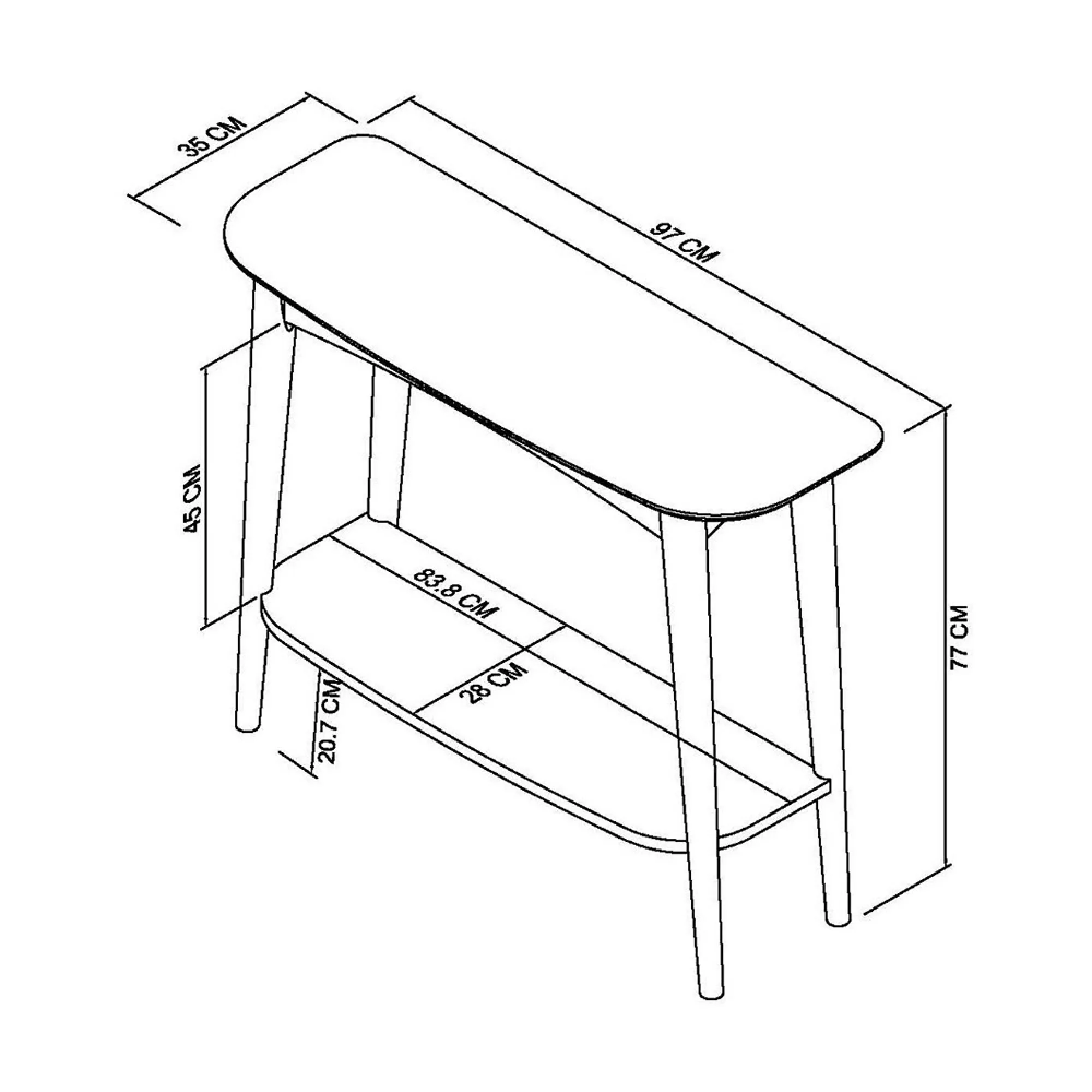 Dansk 1 Shelf Console - Scandi Oak