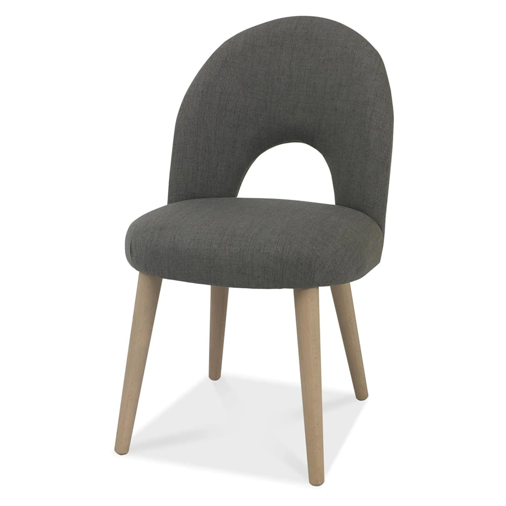 Dansk 4 Seater Dining Table Set with Cold Steel Fabric Chairs - Scandi Oak