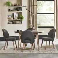 Dansk 4 Seater Dining Table Set with Cold Steel Fabric Chairs - Scandi Oak