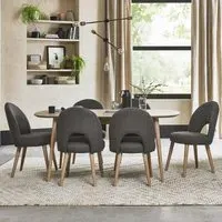 Dansk 6-8 Seater Extending Dining Set with Upholstered Chairs - Oak