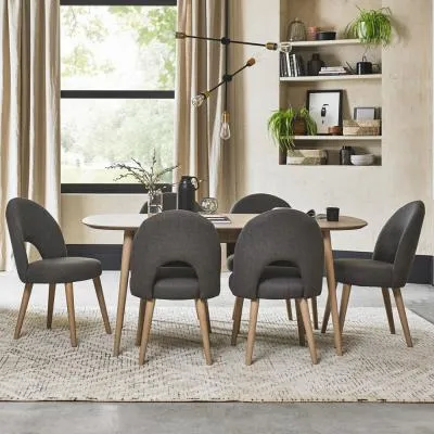 Dansk 6-8 Seater Extending Dining Set with Upholstered Chairs - Oak