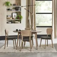 Dansk Dining Table Set with Cold Steel Veneer Back Chairs - Oak