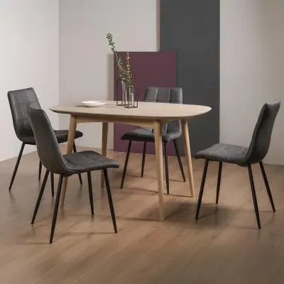 Dansk Dining Table Set with Mondrian Dark Grey Chairs - Scandi Oak image