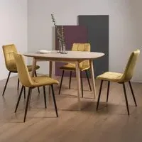 Dansk Dining Table Set with Mondrian Velvet Chairs - Scandi Oak
