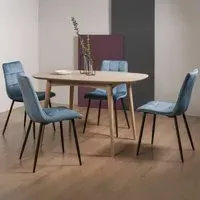 Dansk Dining Table Set with Mondrian Velvet Chairs - Scandi Oak