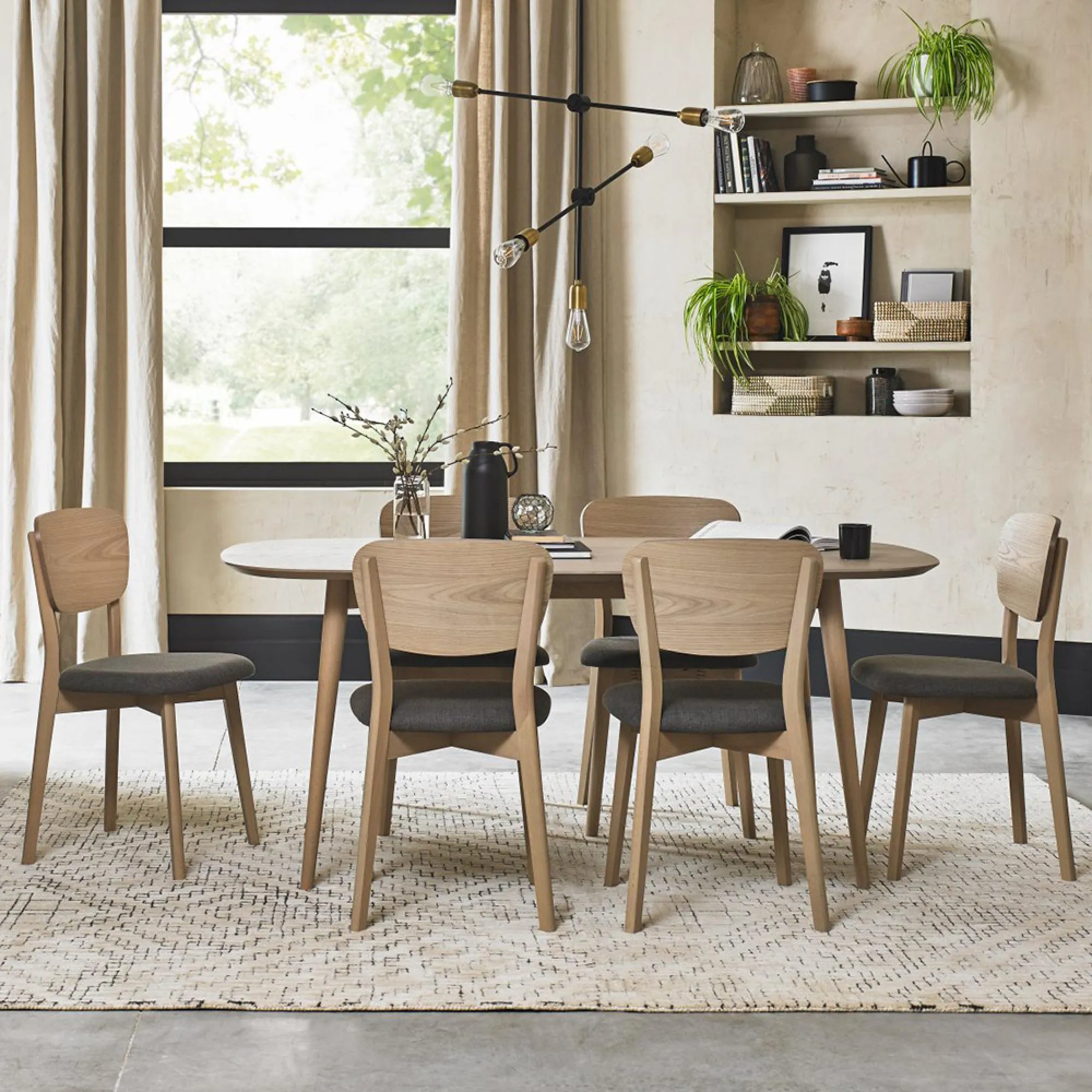 Dansk Scandi Dining Chair - Dark Grey, Oak Veneer