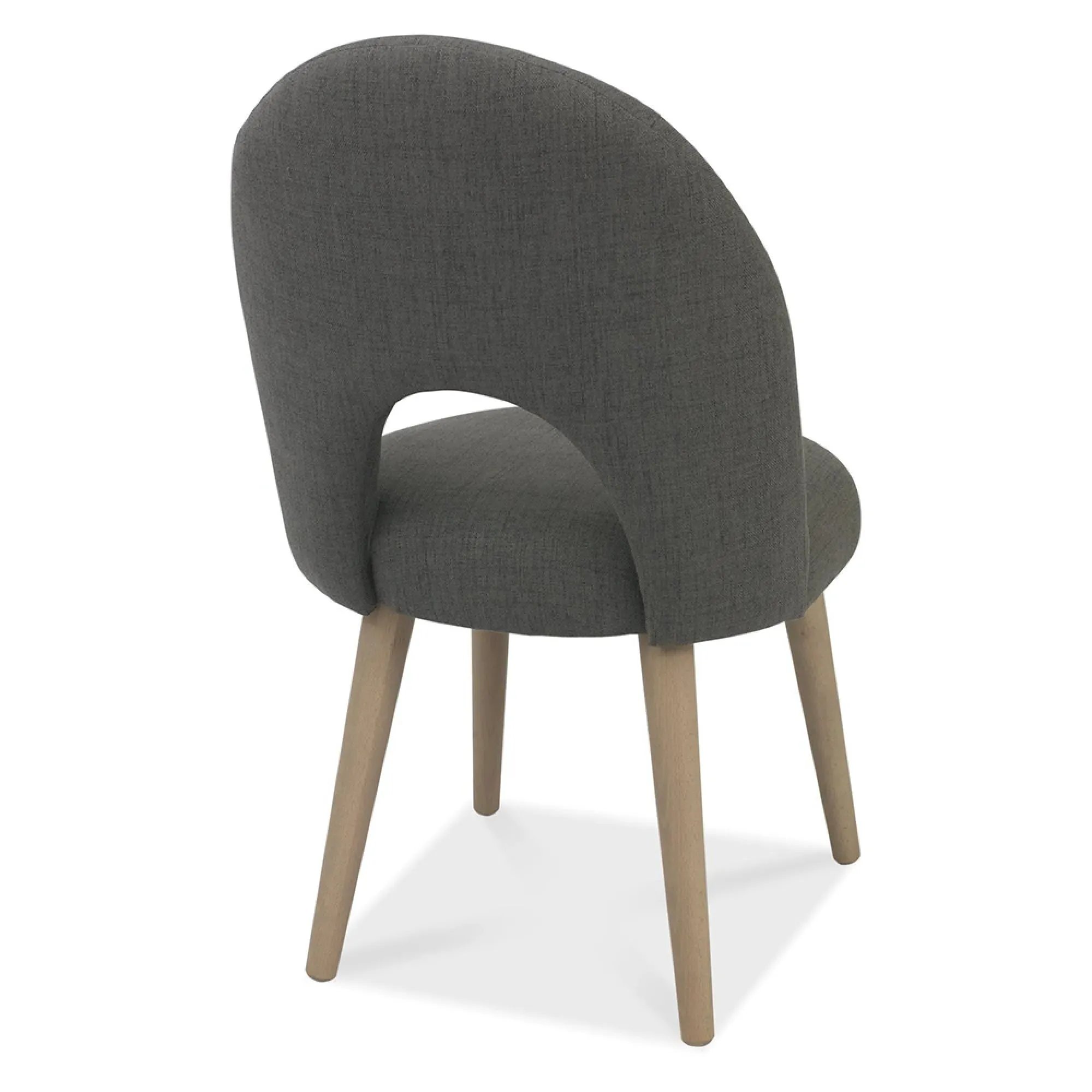 Dansk Scandi Oak Upholstered Dining Chair - Dark Grey, Fabric