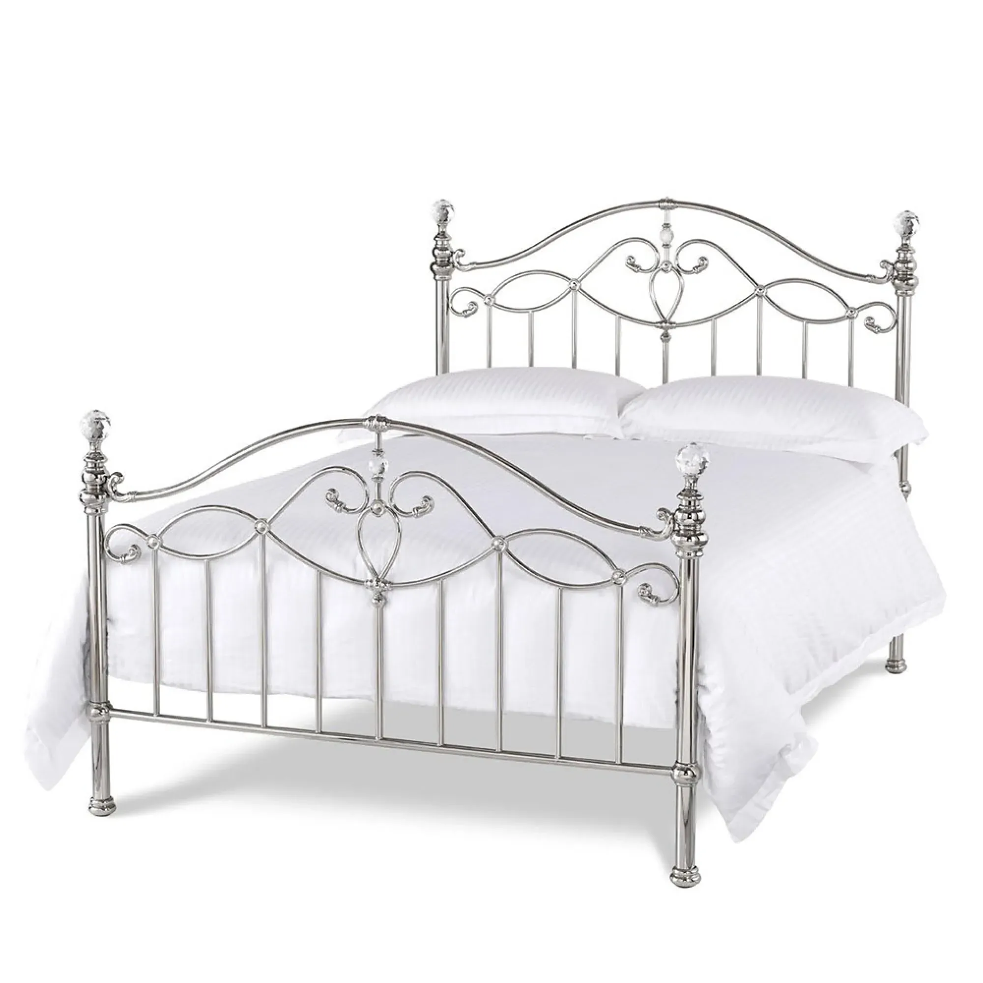 Elena Double Bedstead - Shiny Nickel