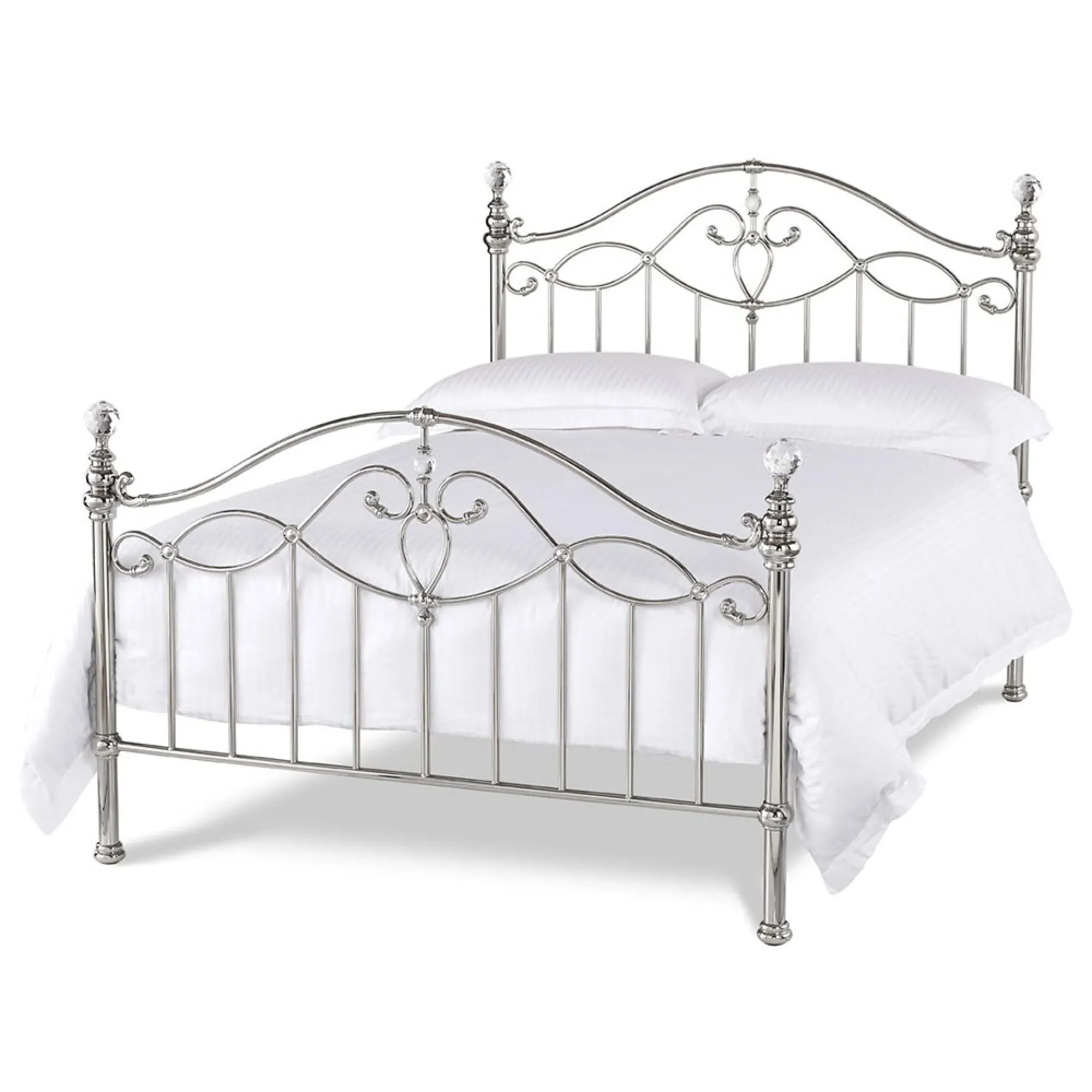 Elena Small Double Bed Frame - Shiny Nickel