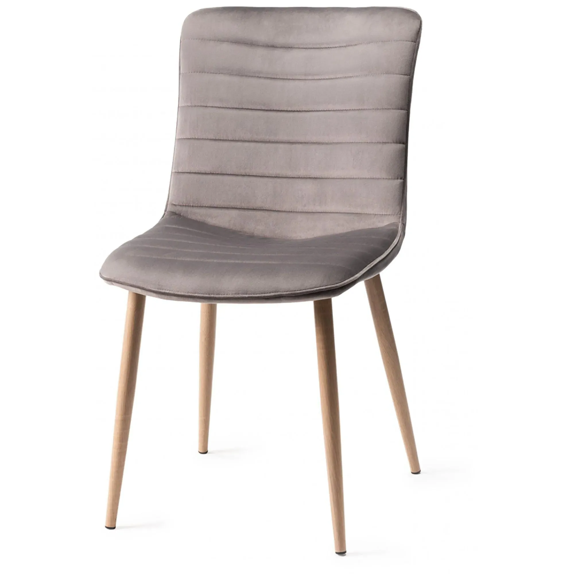 Eriksen Dining Chair with Oak Effect Legs - Grey, Velvet