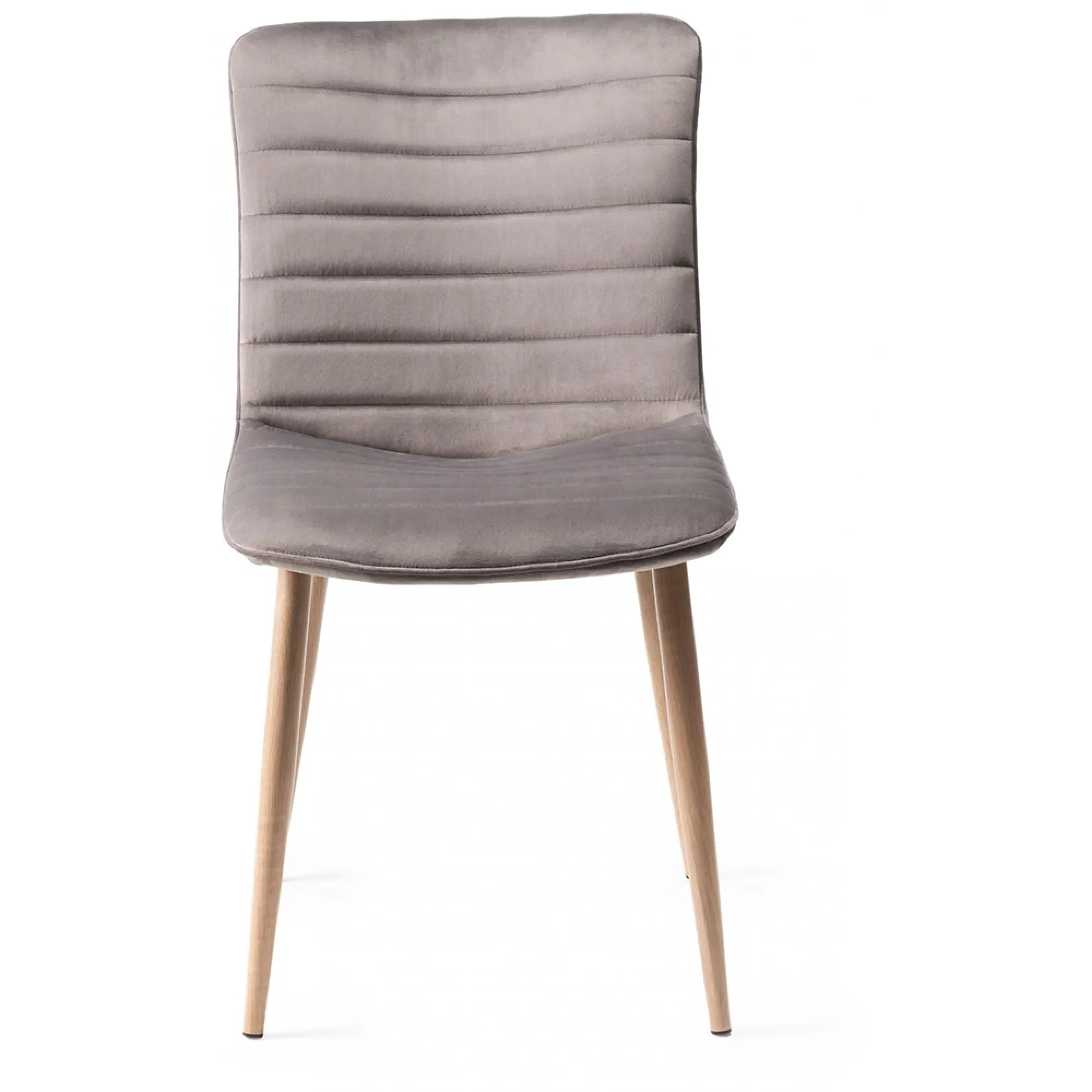 Eriksen Dining Chair with Oak Effect Legs - Grey, Velvet